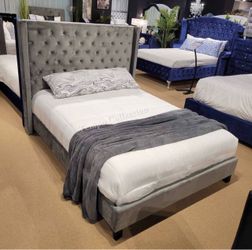 New queen bed frame with mattress