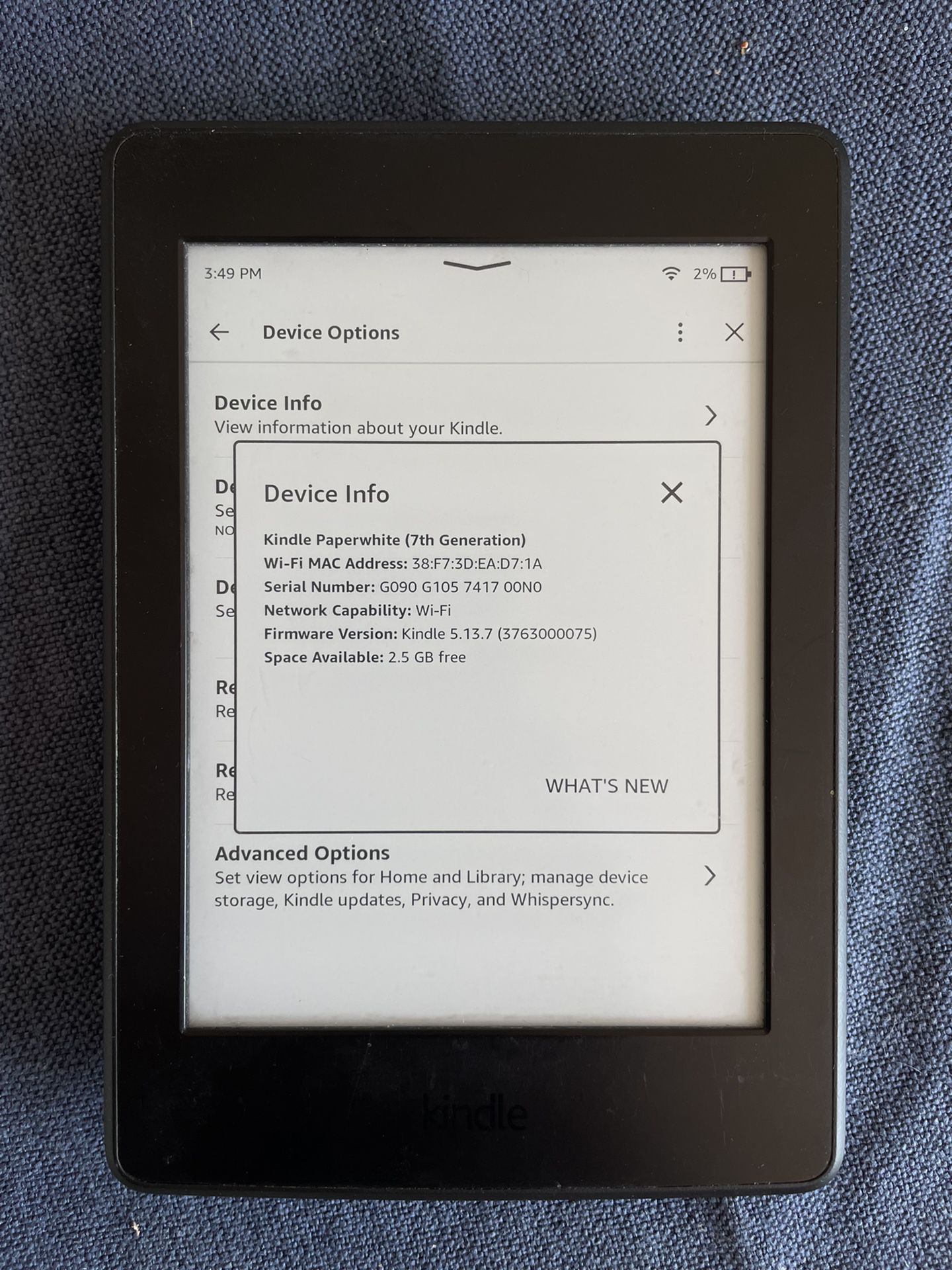 Kindle Paperwhite 7th Generation 4gb