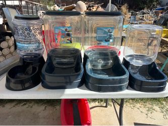 3 food animal dispensers and 1 water
