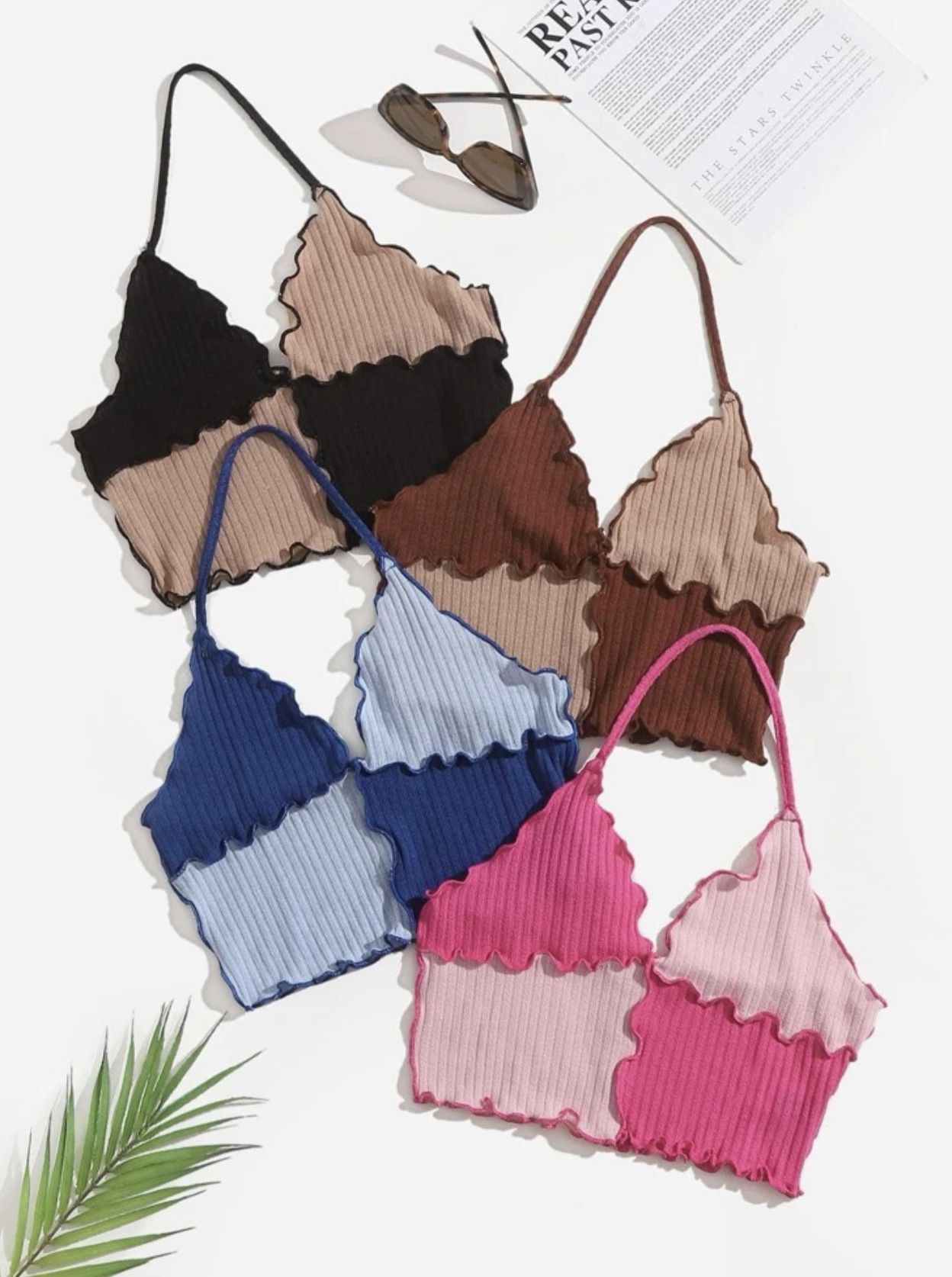 EZwear Lettuce Trim Colorblock Halter Top *NEW*