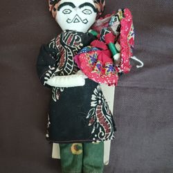 Handmade 9in Cloth Doll with A Mini Doll - From India
