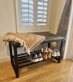 Metal Frame Bench With Shoe Rack