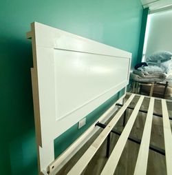 King Size Bed Frame with Headboard – White – Like New!