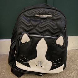Betsy Johnson Tuxedo Cat Leather Backpack