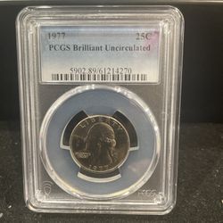1977 P Brilliant Uncirculated Washington Quarter Graded By PGCS O-2