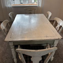 Dining Table, 6 Chairs And hutch 