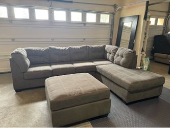 Free Delivery- Gray Ashley Furniture Sectional Couch With Ottoman