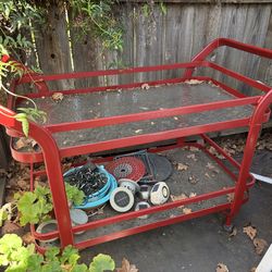 🟥Red Metal Two-tier Bar Cart🟥