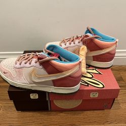 Nike Dunk Mid Social Status Free Lunch Strawberry Milk DJ1173-600 Size 7M/8.5W Brand New