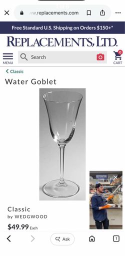 Vera Wang by Wedgewood Water Glasses - NEW - 8 total - $30 each or  $220 for all 8