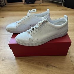 HUGO BOSS MEN'S ZERO LEATHER LOW TOP SNEAKERS SHOES IN WHITE SIZE 12