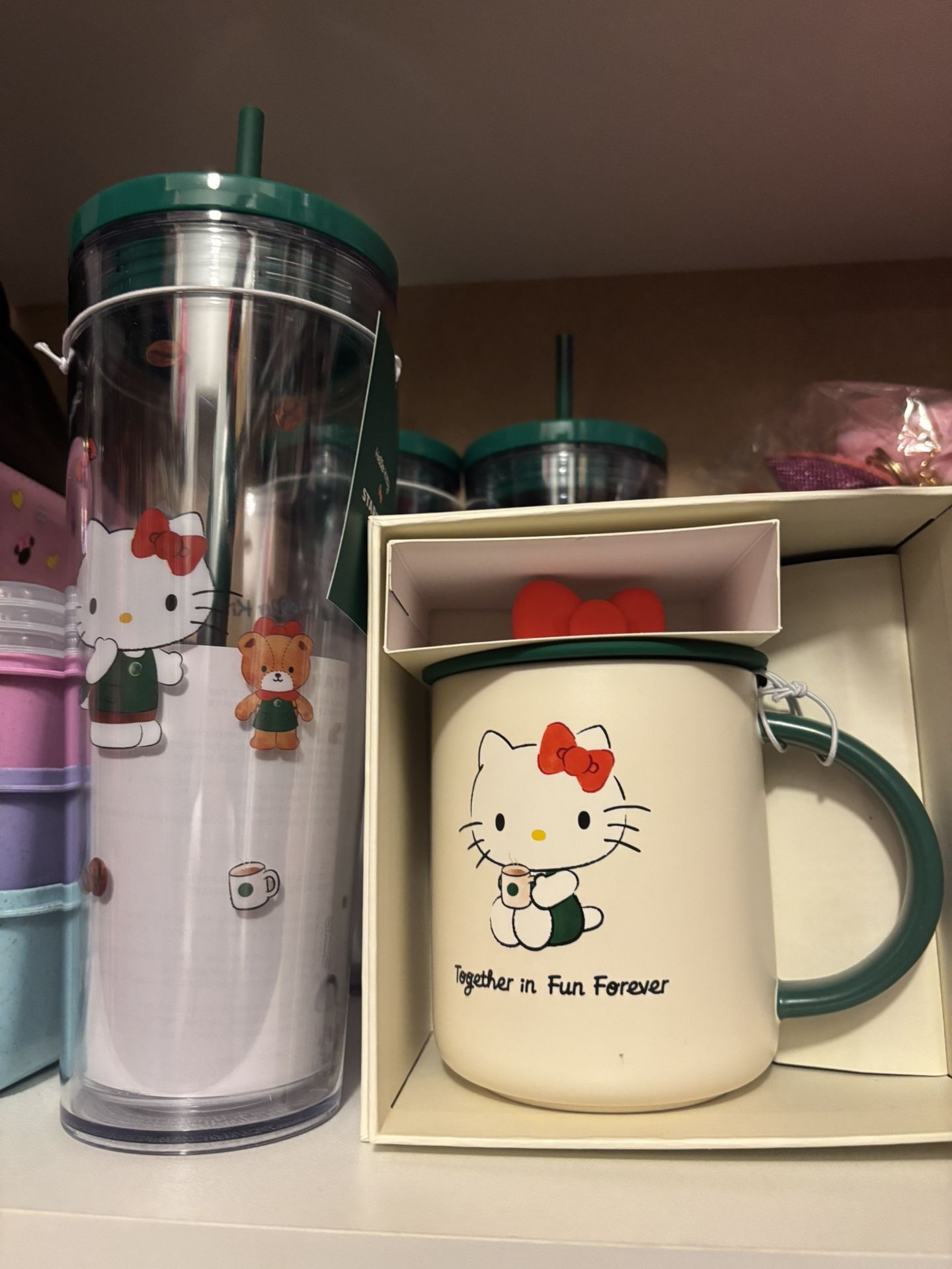Hello Kitty x Starbucks 2025 Edition Set Clear Cold Cup & Mug in Box NEW