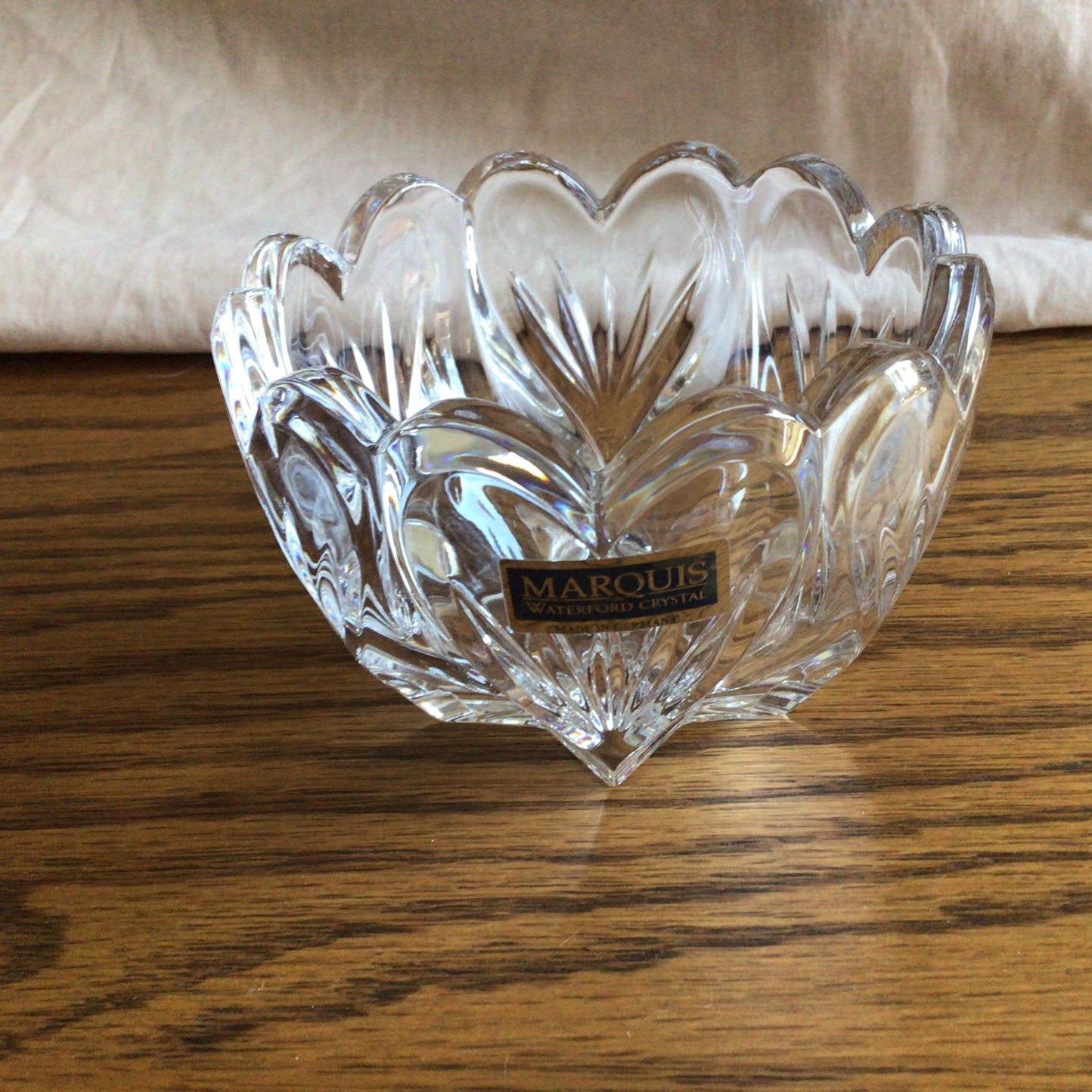 Marquis Waterford Crystal Made In Germany Heart Design Small Bowl Signed On Bottom 