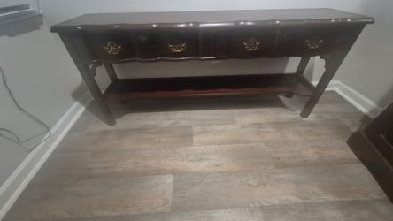 Dark Wood Console Table with Drawers