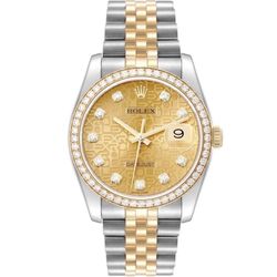 Rolex 36MM Datejust With Anniversary Original Diamond Dial And Bezel, 18K Jubilee Bracelet 116243, Watch & Box Only