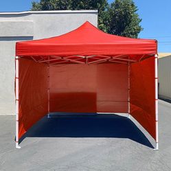 (New in box) $129 Heavy Duty 10x10 ft with 3 Sidewalls, EZ Popup Canopy Outdoor Gazebo, Carry Bag (Black)