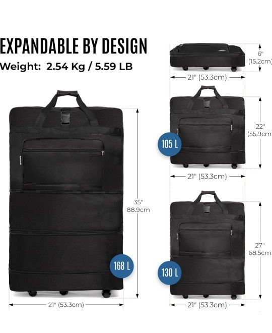 Brand New Collapsible 3 in 1 Expandable Luggage Rolling Duffle Bag With Enhanced Inline Wheels Rolling Luggage Large Suitcase for Men Women Foldable