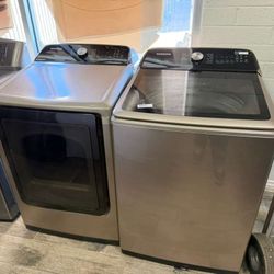 Samsung champagne washer and dryer set electric with warranty