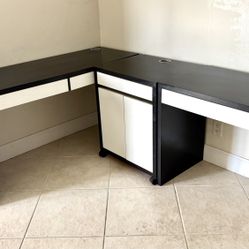 IKEA MICKE Desk Set – Small Desk, Large Desk & Shelf (Free USB Lamp Included