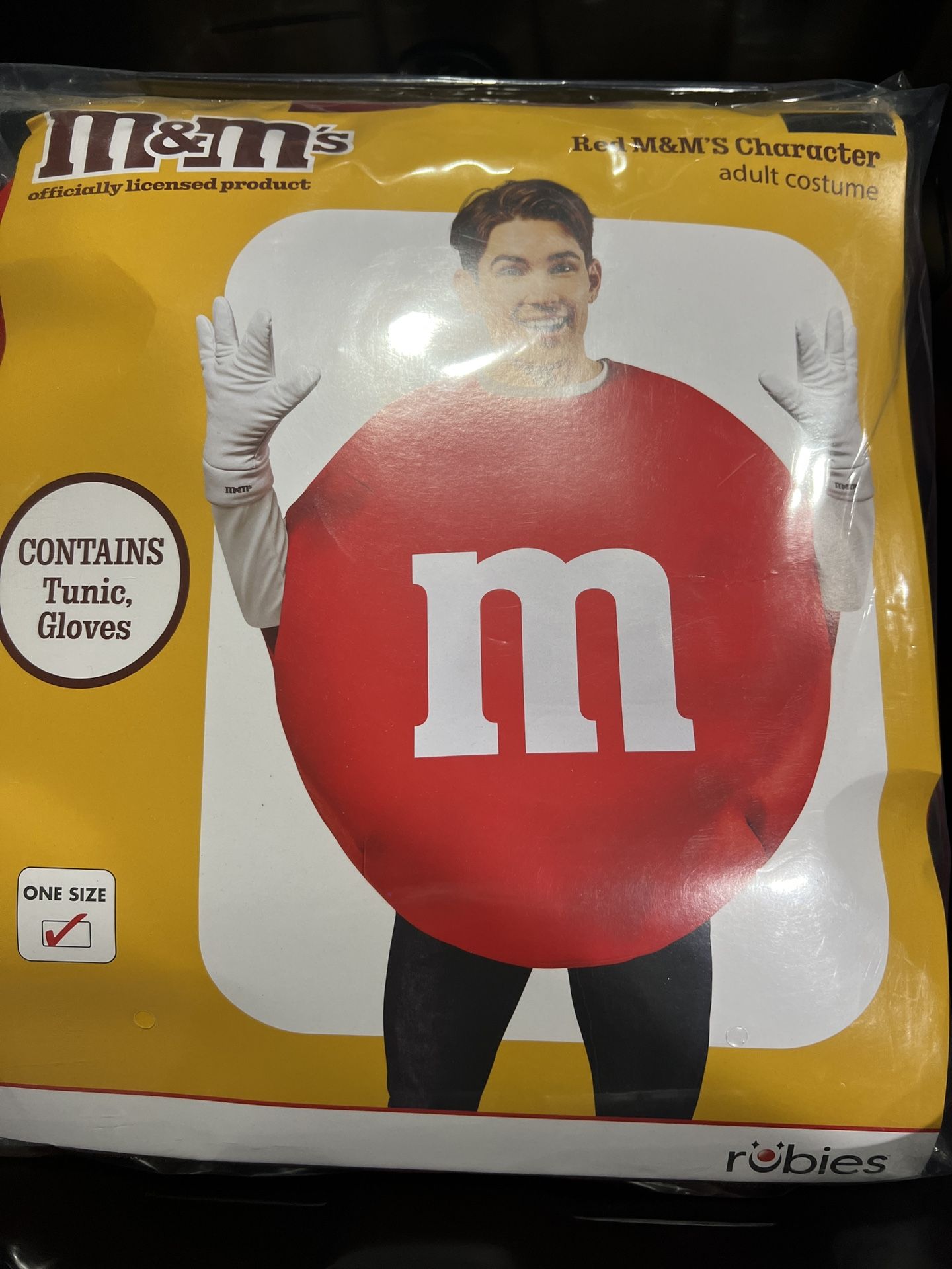 NWT Red M&M’S Adult Costume Tunic With Gloves One Size Fits Most