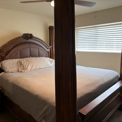 Solid Wood Bedroom Set – Cali King Bed + Dresser w/ Mirror + Chest + Nightstand