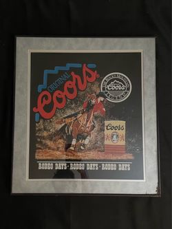 Vintage Coors Rodeo Days Framed Advertising Print