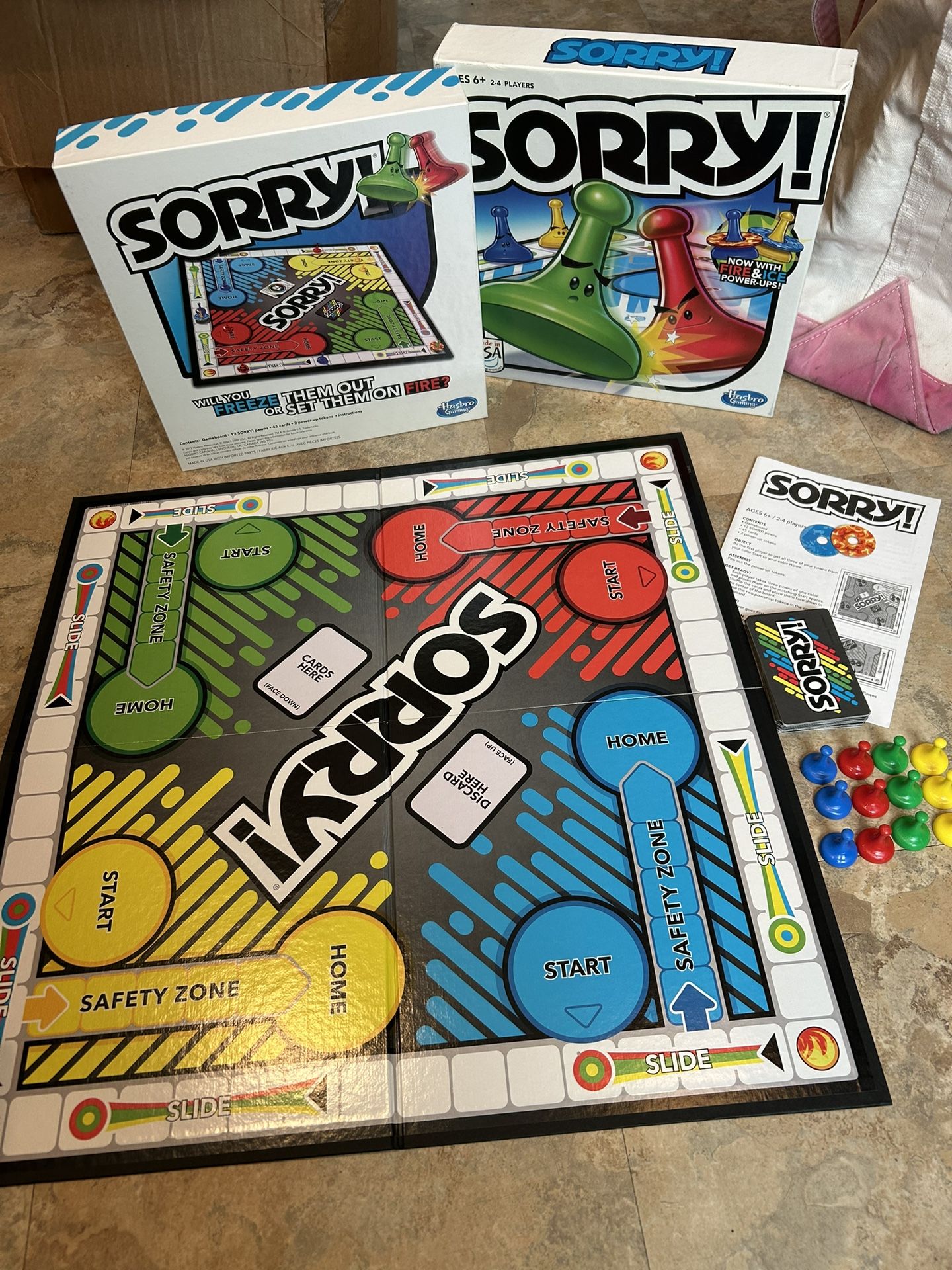 Hasbro SORRY! Board Game - 2013 Edition - Fire and Ice Power-Ups - Made In USA