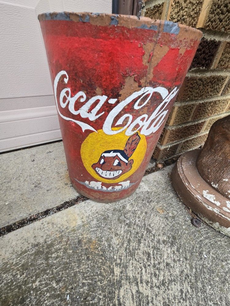 Coca Cola And Cleveland Indians Flower Pot