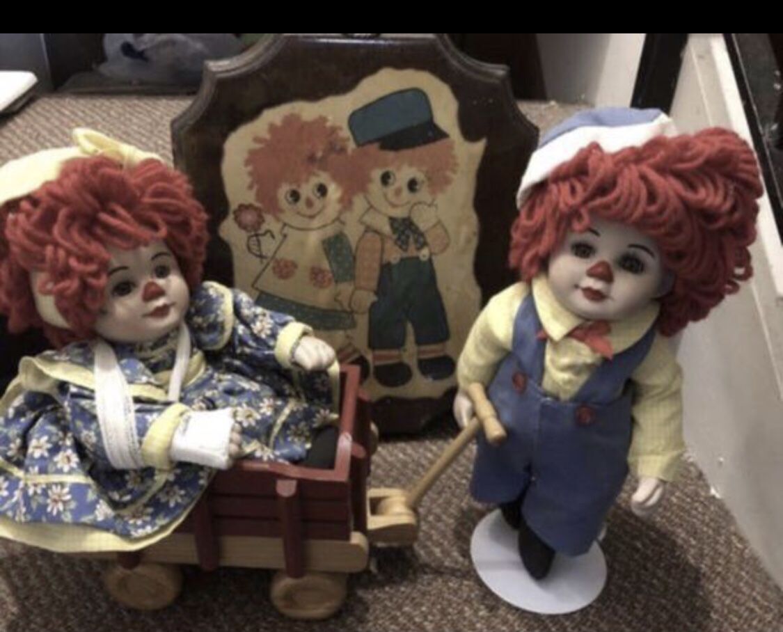 Raggedy an Andy collectibles dolls $30