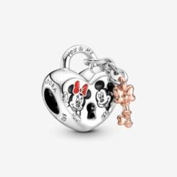 Pandora Disney Mickey Mouse &amp; Minnie Mouse Padlock Charm