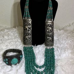 Sanskriti Zephyrr Fashion Handmade Tibetan Style Necklace and bracelet