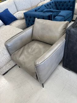 Gray Leather Accent Chair