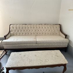 Antique Sofa & Marble Coffee Table