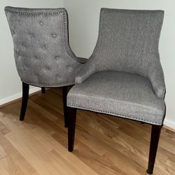 Grey upholstered dining chairs