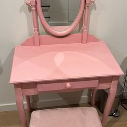 Pink Vanity With Stool