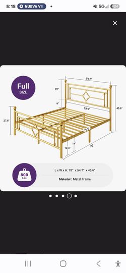 Full size gold color bedframe
