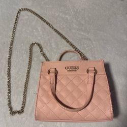 Guess pink quilted crossbody bag