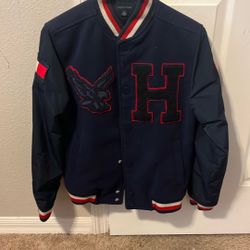 tommy Hilfiger navy blue varsity jacket