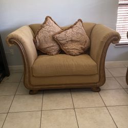 Set Of Large Love Seat And Couch , Tan  With Or Without Pillows  