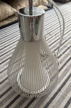 White Wire Cage Pendant Light