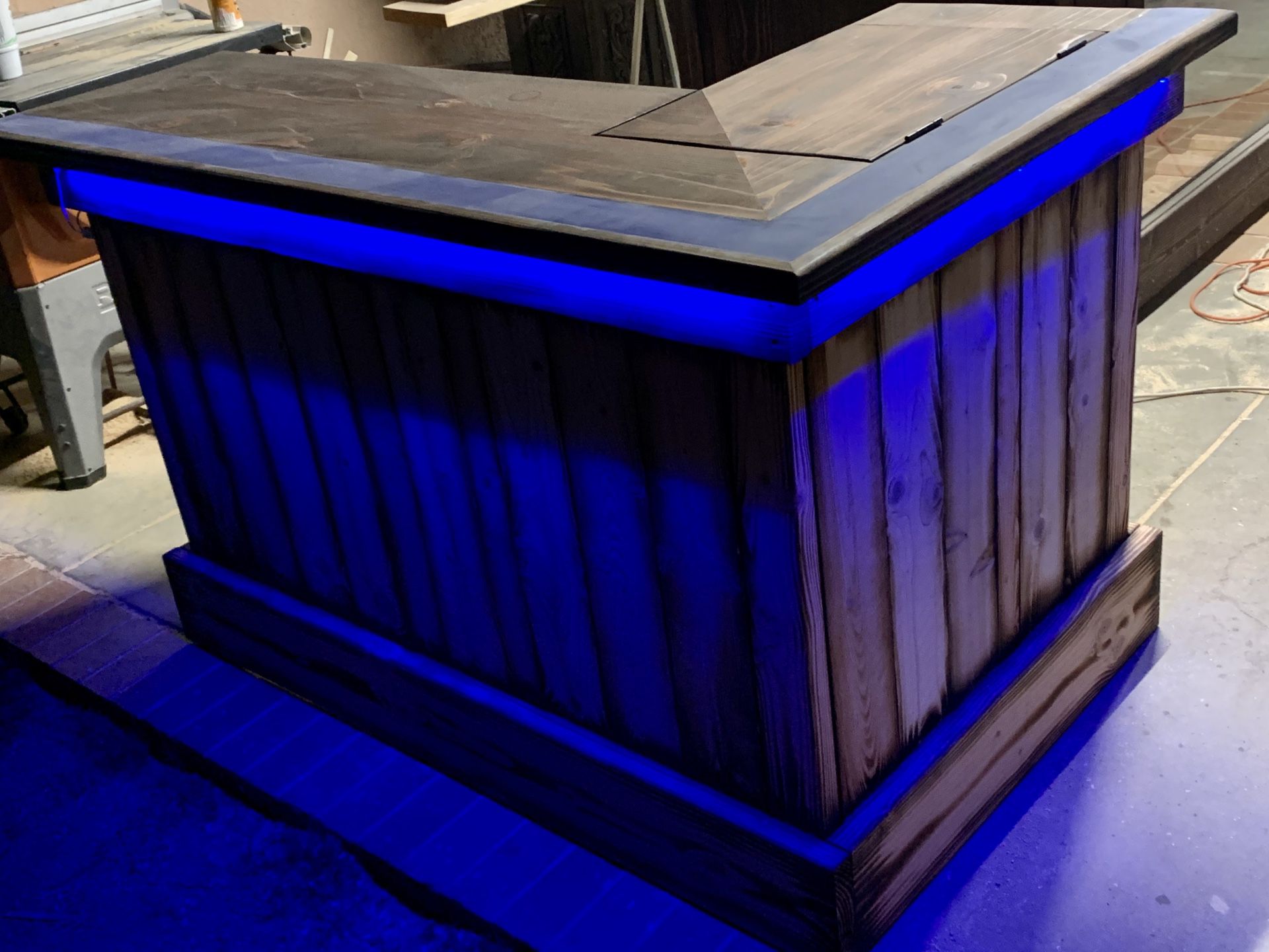 Rustic bar table with built in cooler