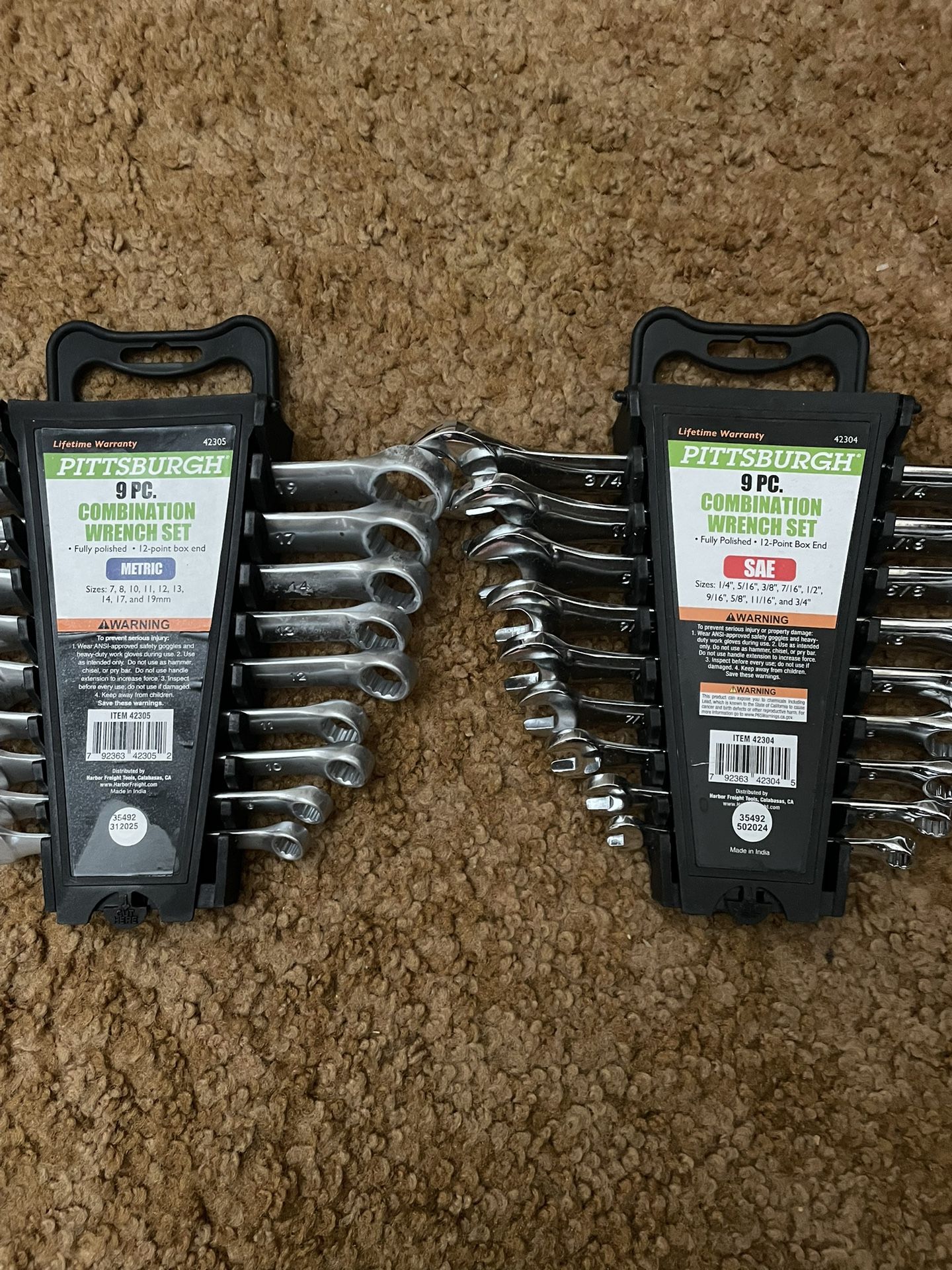 9 Piece Metric And SAE Wrench Set New 