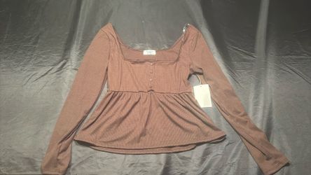 Brown Long sleeve Babydoll Top