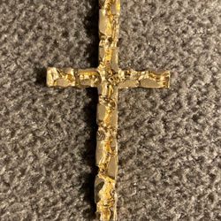 Exquisite 14 Karat Gold Nugget Cross 