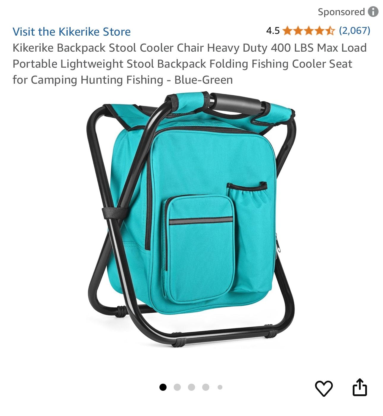 Kikerike Backpack Stool Cooler Chair Heavy Duty 400 LBS Max Load Portable Lightweight Stool Backpack Folding