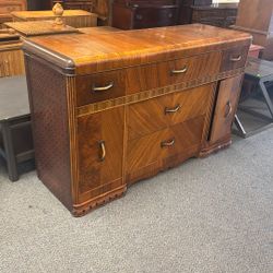 Art Deco waterfall walnut sideboard