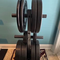 Like new set of 260 Lbs Rubber Olympic Weights Plates