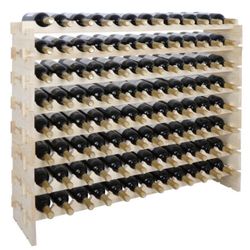 Stackable Modular Wine Rack 96 Bottle Wine Storage Stand Wooden Wine Holder Display Shelves