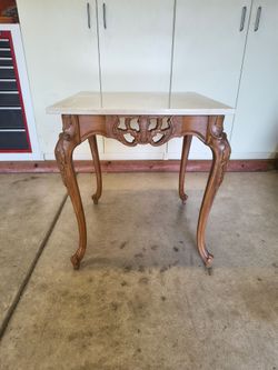 French Provincial Marble Top Side Table