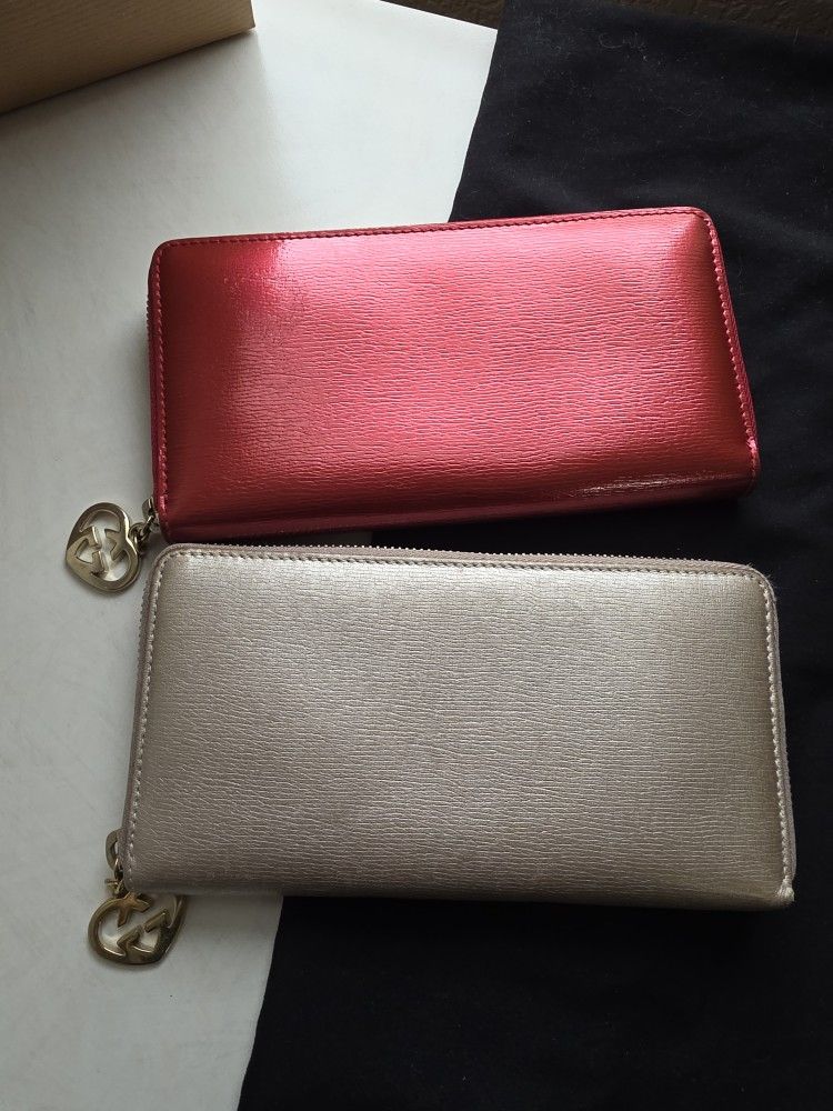Gucci Lovely Heart Patent Leather Long Wallet